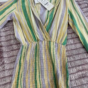 Zara Yellow and Green Striped Dress